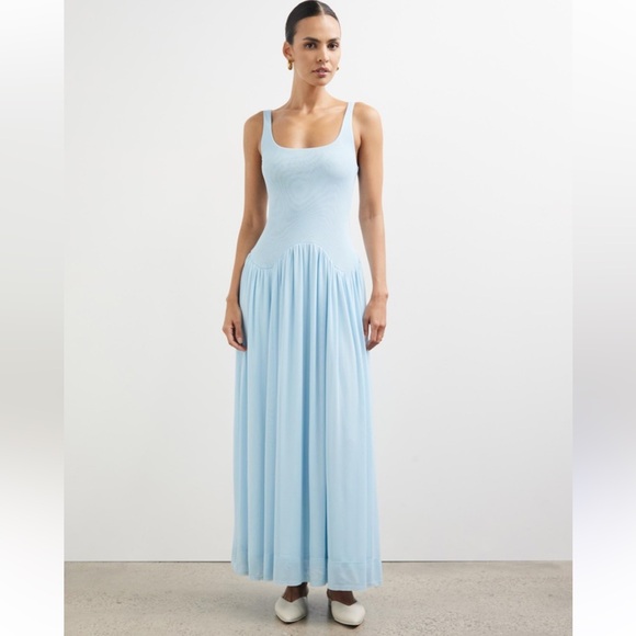 Eileen Fisher Lilac Periwinkle A line Scoop Neck Sleeveless Maxi Slip Dress USA - Picture 4 of 14